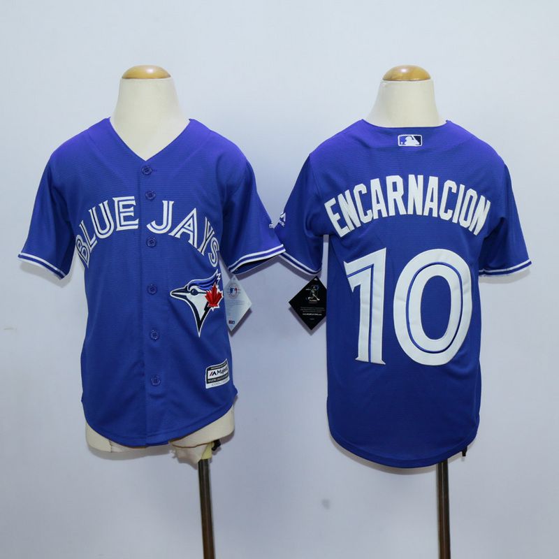 Youth Toronto Blue Jays #10 Encarnacion Blue MLB Jerseys->women mlb jersey->Women Jersey